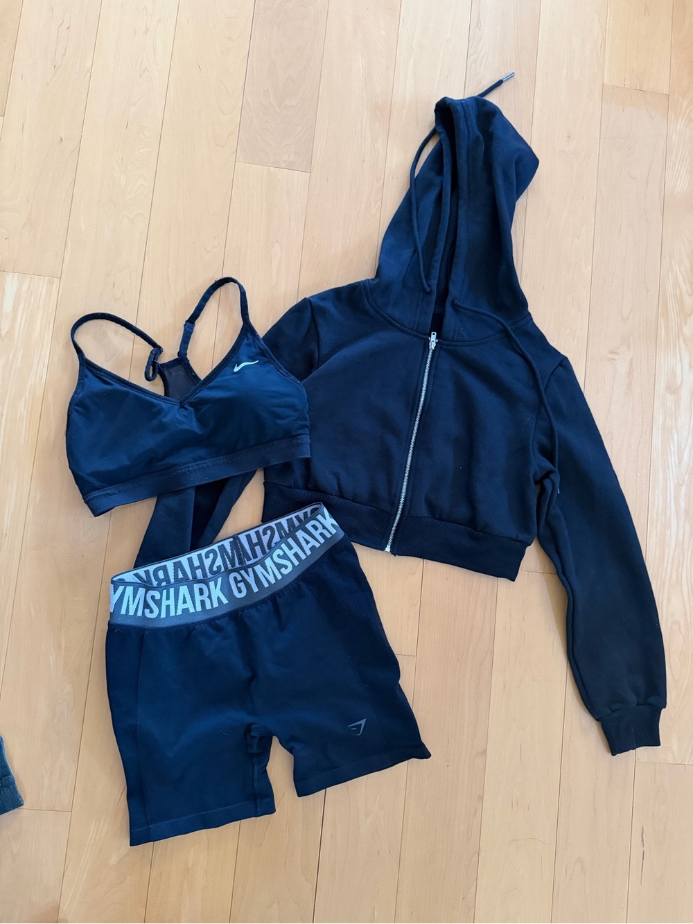 Gymshark Black Workout Set with Nike Sports Bra